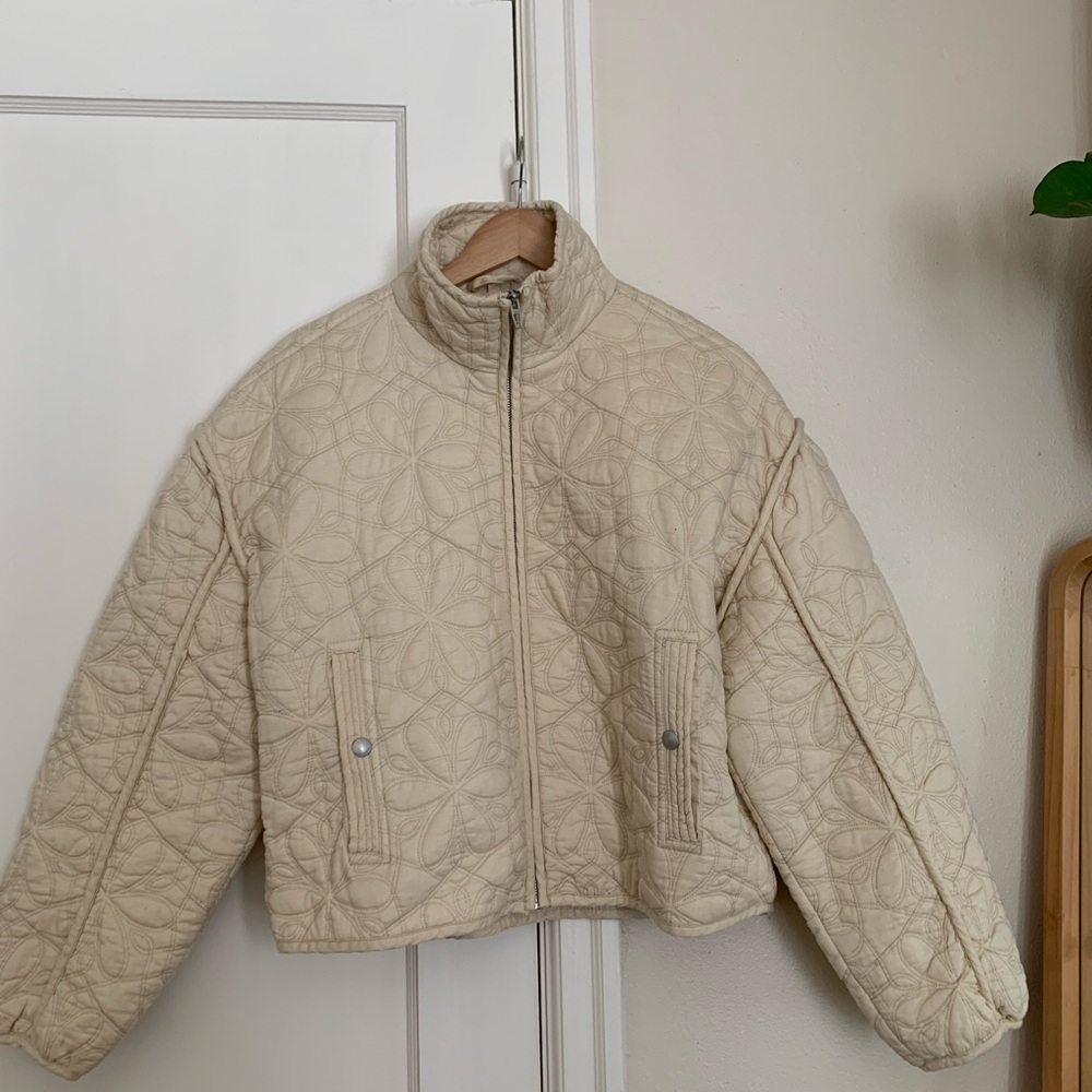 Cream Quilted Women's Jacket